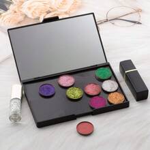 Allwon Empty Magnetic Plastic Eyeshadow Makeup Palette With 15Pcs Adhesive Empty Palette Metal Stickers For Eyeshadow Lipstick Blush Powder - 16件套 - 查看 6