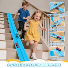 15 Ft Flexible Race Track For Kids: Car Ramp Toy For Toddlers 1-3 & Monster Truck - Red - View 7