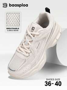 baasploa 2025 Nouvelles chaussures de sport casual pour femmes, chaussures de sport casual beige à la mode pour femmes, chaussures de course sur route légères, chaussures de sport de randonnée extérieure, chaussures de sport urbaines unisexes, chaussures de sport à plateforme réfléchissantes à la mode, chaussures de sport à plateforme légères pour femmes, chaussures pour femmes, convenant à la saison automne/hiver - Nude - Voir 2