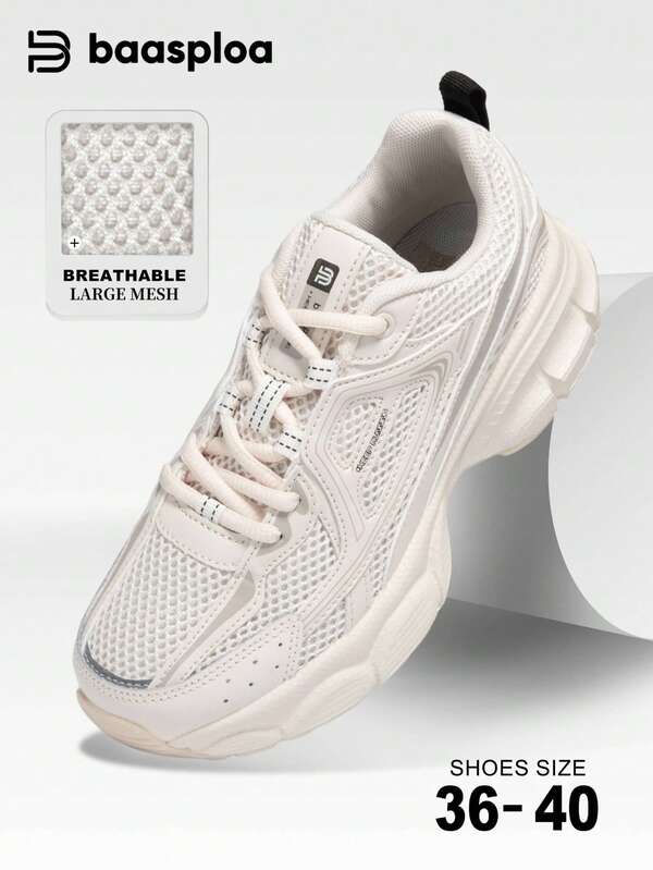 baasploa Nuevos zapatos deportivos casuales para mujer, zapatos deportivos casuales de moda en beige para mujer, zapatos para correr ligeros en carretera, zapatos deportivos para viajes al aire libre, zapatos deportivos urbanos unisex, zapatos deportivos de plataforma reflectantes de moda, zapatos de plataforma ligeros para mujer, zapatos de mujer, adecuados para otoño e invierno