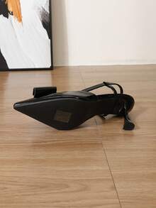 Giày cao gót mũi nhọn màu đen thanh lịch dành cho nữ mùa hè mới 2025, giày cao gót đế xuồng hở mũi, giày bốt cổ cao đế xuồng thời trang thu/đông - màu đen - Xem 8