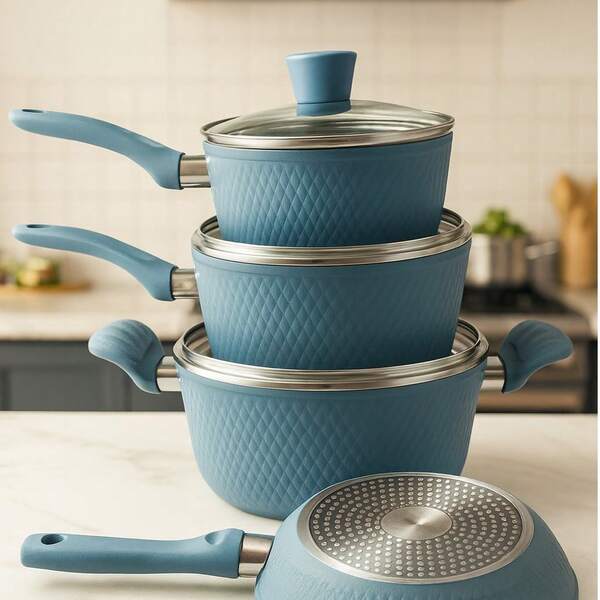 Jogo de Panela 4 Peças Revestimento Cerâmico Nano Granito Moderno