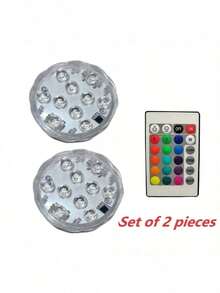 1pc/2pcs/4pcs Remote Control 16-Color Battery Powered LED Water Light, Suitable For In-Ground/Above-Ground Swimming Pools, Hot Tubs, Fish Tanks, Ponds, Party Decor - Multicolor - View 12