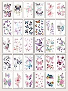 （30 件/套）蝴蝶临时纹身，防水、持久逼真、多色，适用于男女，节日/Y2k 主题化妆和派对装饰 - 彩色 - 查看 9