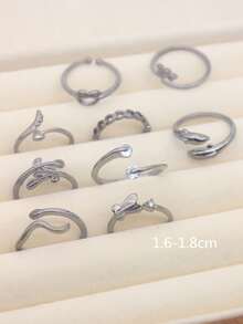 9件套可调节脚链套装，包含蛇、蝴蝶、蜻蜓、海豚、心形、树叶等多种形状，适合女性和女孩佩戴。 - 槍黑色 - 查看 4