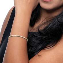 MDFUN Pulseira de Tênis de 2,0 mm para Mulheres e Homens, Banhada a Ouro Branco/Amarelo de 18K, Zircônia Cúbica Redonda de 2 mm, Pulseira de Tênis Clássica, Presente de Joias de Natal para Mães