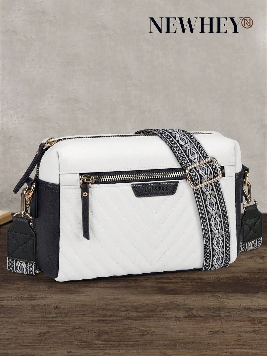 NEWHEY Crossbody Bag For Men Small Vegan Leather Crossbody Purse Quilted Shoulder Purses With Adjustable Guitar Strap Waterproof Handbags For Travel Shopping Work Pouch - Multicolor - View 1