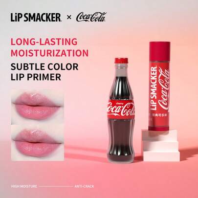 LIP SMACKER 2pcs CoCa Cola Collaboration Lip Balm Set, Fashionable Collaboration Lip Balm, Alcohol-Free With Vitamin E, Can Be Collected As Decoration, Long-Lasting Moisturizing, Suitable As Gift, Christmas Gift LIPSMACKER