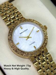 Pablo Raez 1 pezzo Orologio da donna di lusso in oro 18K, gioiello di moda, orologio da polso blu, accessori in acciaio inossidabile, movimento al quarzo, colore dorato IPG antiossidante, orologio da abito - Tagli Unica - Visualizzare 10