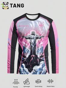 巴西风格足球长袖运动衫舒适圆领长袖运动上衣适合足球比赛、训练、休闲和节日穿着很棒的礼物 - 粉色 - 查看 2