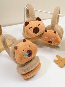 Women's Fluffy Capybara Ear Warmer, Capybara Floral Design Ear Warmer, Fashionable & Warm Ear Warmer For Women In Autumn/Winter Ear Muffs - Capybara - View 5