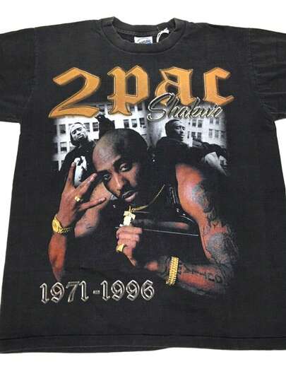 Homage 90s Graphic Rap Hip Hop T-Shirt Large Faded Black