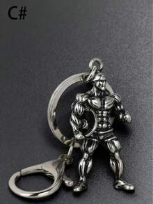 1个合金哑铃钥匙扣，肌肉线条设计，男女皆宜的励志礼物，适合运动、健身、减肥，可打开的环形扣，健身礼物 | 肌肉图案设计 | 励志健身铜质钥匙扣，生日、圣诞节送给他、男友、丈夫的最佳励志钥匙扣礼物 - 白色 - 查看 7