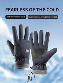 1 Pair Winter Ski Outdoor Riding Waterproof Windproof Anti-Freezing Anti-Slip Thermal Lined Thick Touchscreen Motorcycle Gloves Men Fleece Gloves Added Fluff - Multicolor - View 7