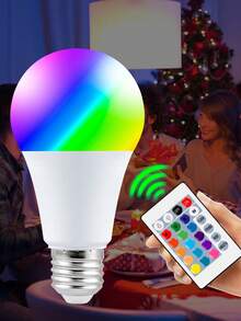 25W LED Smart Bulb RGB With Remote Control E27/E26 Colorful Indoor 220V/110V Multi-Color Changing Dimmable Recessed Ceiling 5W Bedroom Holiday Night Decoration 15W 4 Flashing Modes Party Bar Spotlight 20W Living Room Gaming Backlight Atmosphere Light 10W - RGB Bulb-with 24key Remote(E27/E26) - View 2
