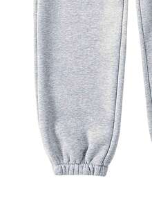 秋冬季加大码女装针织运动裤，加大码女童绒面保暖休闲九分裤