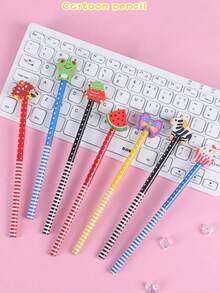 Cartoon Cute Pencil With Eraser, Creative Children's Pencil, Elementary Student Writing Pen, Student Creative Gift