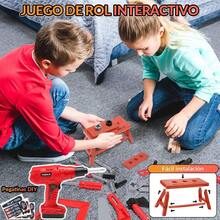 Nasjac Herramientas Juguete para Niños, 57Pcs Juego de Herramientas Niños con Chaleco,Taladro Eléctrico,Casco , Caja de Herramientas Construcción para Juego de Roles, Regalos de Navidad Niño