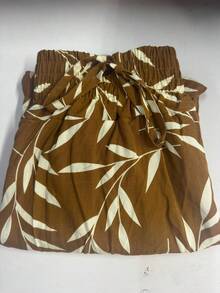 Long, Printed Viscose Skirt, Lined, High Waist With Pockets And Side Slits. - Camel - View 2