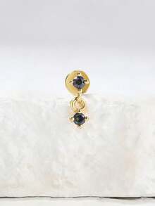 1件紫色水钻925纯银耳钉，女士耳钉，垂坠式耳环，适合派对、周年纪念等场合，精美珠宝