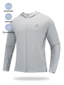 CAMEL CROWN Camisa de manga larga con cremallera completa UPF 50+ para hombres, sudadera con capucha SPF, chaqueta protectora contra los rayos UV, camiseta de protección solar - Gris espacial - Ver 1