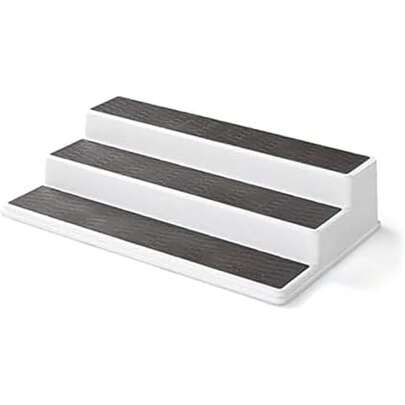 3-Tier Non-Skid Spice Rack Organizer For Kitchen Cabinet Or Pantry, 15-Inch Tiered Shelf, White/Gray, Slip-Resistant Design For Jars And Bottles