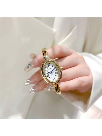 1PC Small Vintage Luxe Bracelet Watch, Minimalist Elegante Waterproof Stainless Steel Quartz Watches, Wear, Birthday view 6