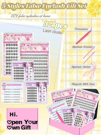 No Glue False Eyelashes Kit, Glue-Free False Eyelashes,0.05mm Thickness,Gift Box,Natural And Anime Style,Easy To Use,Gift For Women,Suitable For Wedding Party Daily Valentine's Day Christmas Day