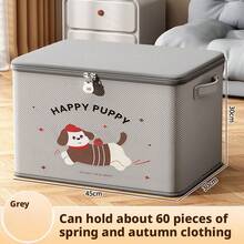 Cute Sausage Dog Lockable Storage Box - Foldable Fabric Bin With Zipper Lid & Handles - Multicolor - View 16