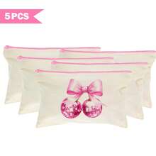 1/5/10/20pcs Cute Bow Pattern Canvas Zipper Bags Set, Y2K Style Bow Decor Jewelry Organizer Bags, Travel Cosmetic Bag, Pencil Case, Party Gift Bag Set, Toiletry Bag, Multipurpose Organizer Pouch Autumn University Essentials Travel Essentials For Holiday Vacation Travel Bag For Women Makeup Bag Makeup Organizer Make Up Bag - Beige - View 28