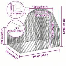 vidaXL Hühnerstall Mit Dach 2,5x2x2,25 M Verzinkter Stahl - Argento - Visualizzare 8