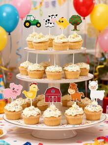36 piezas - Decoración de cupcakes con animales de granja, decoración temática de fiesta de zoológico, adecuado para decoración de pasteles de granja, decoración de fiesta, regalo, decoración de pasteles, suministros seleccionados para fiesta de granja