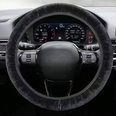 Capa para volante (1 unidade), em pelúcia curta, quente e antiderrapante, ideal para decoração de inverno em carros. Compatível com a maioria dos veículos.