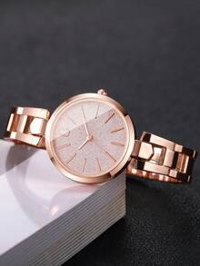 1pc Women's Fashion Casual Glitter Scale Dial Classic Quartz Wrist Watch, No Watch Box Included