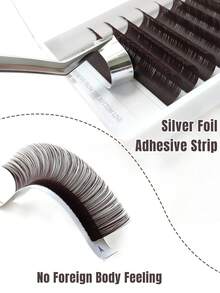 CoMango 12 filas de extensiones de pestañas individuales sintéticas de visón estilo C/CC/D/L/M, de 8-15mm de alta calidad, pestañas postizas de seda natural mate - Marrón Chocolate - Ver 4