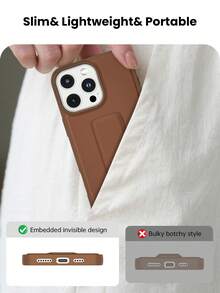 Compatible With 17/17 Air/17 Pro/17 Pro Max Phone Case With Holder, Suitable For IP11/IP13 Phone Case With Holder, Cool Apple 16 Pro Max Foldable Holder Phone Case, Shockproof Phone Case, Galaxy S25 FE Fashion Holder Phone Case, Galaxy A17/A07/A56/A16/A55 Phone Accessories, Hybrid 16/16e Phone Case, Redmi 15C Phone Case - Brown - View 8