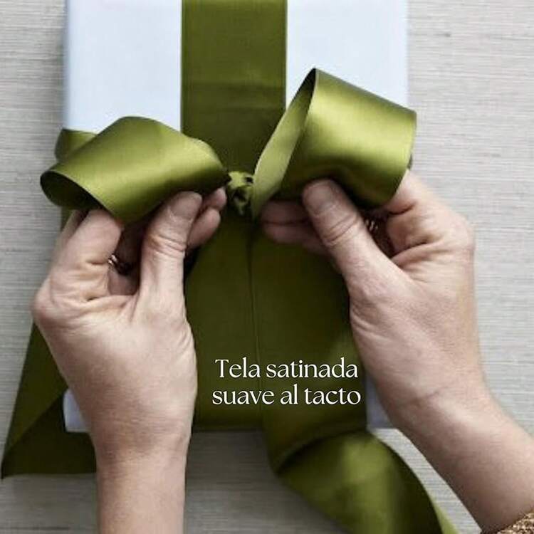 Rollo Listón De Tela Satinado 3.8cm Ancho y 45 Metros largo. Para Decoración, Envoltura De Regalo, Manualidades, Flores Eternas, Cinta Para El Cabello, Moños, Arreglos Florales, Ramos yás. MARCA JACK BROTTHERS (Verde Olivo) - Verde Oliva - Añade 6
