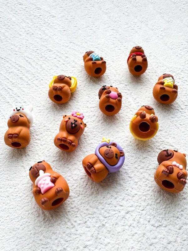 Conjunto de 10 protetores de lápis de silicone em formato de capivara, ideais para pessoas com e TDAH que têm o hábito de morder a caneta. Vários modelos de protetores mastigáveis para aliviar a pressão, para uso em adultos. Estilos variados.