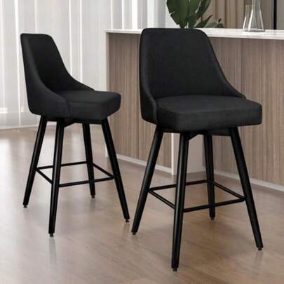 2pcs Bar Stools Dining Chair Swivel Kitchen Barstools Counter Stool Chair For Home Bar Dining Room Black
