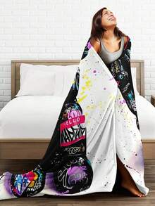 Kawss Kawaii Kaw Blanket Premium Anime Throw Blanket - Ultra Soft Flannel, Cartoon Print, Ideal Gift For Fans For Christmas & Birthday, For Sofa, Bed, Camping & Travel - màu đen - Xem 7
