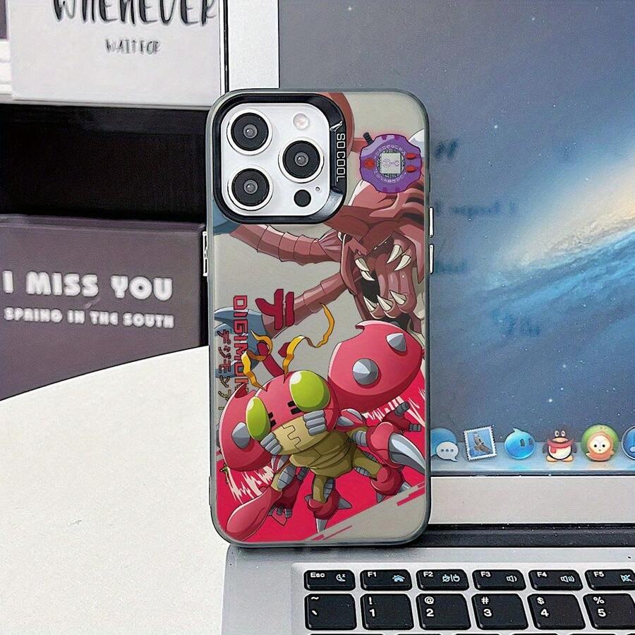 Artefacto creativo de celebridad de internet, elegante estilo Ins, fresco, infantil, anime japonés Tentomon, funda para teléfono compatible con iPhone 16 16e 15 14 13 12 11 Pro Max X XR XSMAX 8 7 e Plus, color plata, carcasa dura mate - Mezcla de colores - Ver 1