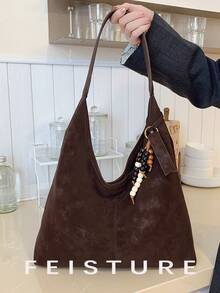 1 pieza Bolso de hombro de gran capacidad de mujer FEISTURE de piel de PU, con cierre magnético y colgante, adecuado para salidas diarias, citas y viajes