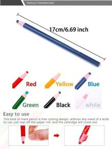 6pcs Sewing Mark Pencil,Tailor's Marking And Tracing Tools,Free Cutting Crayons,Sewing Fabric Pencil,Quilting,For Fabrics,Wood,Glass,Garments,Metal,Fabrics,Film,Paper, Automatic Vanishing Chalk, Tailor's Mark And Trace Tool Kit, Crafts And Dressmaking,Random Color - Multicolor - View 2