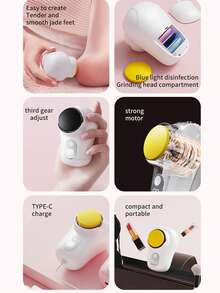 Rechargeable Electric Foot Grinder, Electric Foot Grinder, Four Replaceable Grinding Heads, Portable And Easy To Use, USB Charging, Suitable For Dry And Cracked Soles, Ideal Gift For Parents - Multicolor - View 8