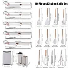 [19 Piece KITCHEN UTENSILS SET]Kitchenware Utensils And Knife Set,Practical Kitchen Accessories Includes 9 Piece Non-Stick Silicone Cooking Utensils- 5 Piece Sharp Stainless Steel Chef Knives- Scissors -Whisk Tongs And Cutting Board ,Kitchen Utensil Set Be Your Kitchen Assistant,Kitchen Essential- Great For Chefs, Bakers, Pastry Chefs, Or Amateurs. Best For Stirring, Scraping, Folding, Cooking, And Steaming All Kinds Of Food,Room Decor. It's A Thoughtful And Practical Present For Any Cooking Enthusiast,Christmas Gift For Home Chefs • New Year's Culinary Upgrades - 白色 - 查看 10