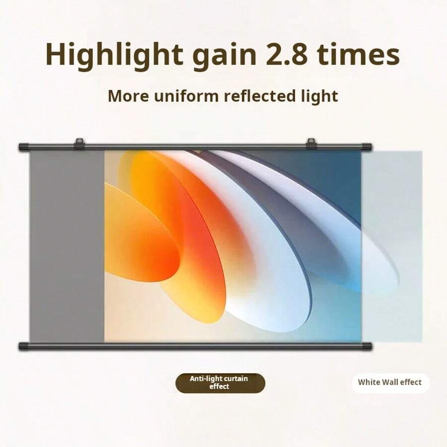 Projection Screen 4K HD Home Theater Projector Screen Manual Pull Down Movie Screen For Indoor Outdoor 60"/72"/84" - Xám - Xem 1