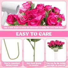 100pcs Artificial Rose Flowers, Red Rose, Fake Roses, Suitable For DIY Wedding Bouquets, Tabletop Decor, Bridal Shower, Valentine's Day Decoration, Baby Shower, Home Decor, Indoor & Outdoor Decoration - Hot Pink - View 6