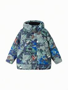 Balabala Kids Boys Hooded Down Jacket, Winter 2025 Warm & Protective - Green Tone - View 4