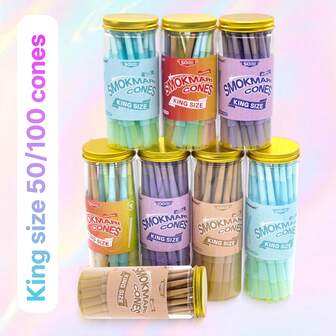 A Pack Of 50/100 Pre-Rolled 109mm Papers With Filters, Slow Burning, Each Can Comes With A Loader Tool, Available In Various Colors - Perfect For Bachelor Parties, Halloween, And Christmas Gifts, Pre-Roll Making Supplies, Party Smoking Essentials, Filter Tips, Colorful Rolling Papers, Multi-Color Pack, Filter Integrated Design, Uncoated Paper Quality, Social Smokers