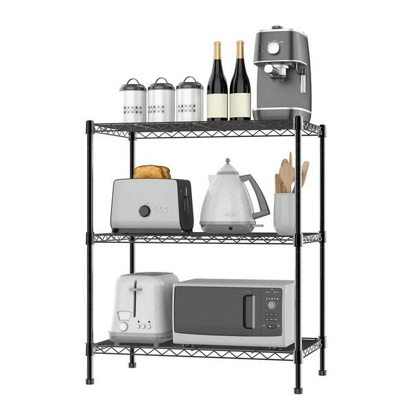 Huini Heavy Duty Shelving Units, 3 Tier Adjustable Metal Wire Storage Rack For Kitchen Garage Pantry Living Room Warehouse, 120KG Max Weight, 35 Cm D X 60 Cm W X 76 Cm H